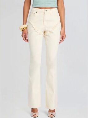NWT SER.O.YA Dahlia Frayed Bootcut Jeans White Western Sz 29